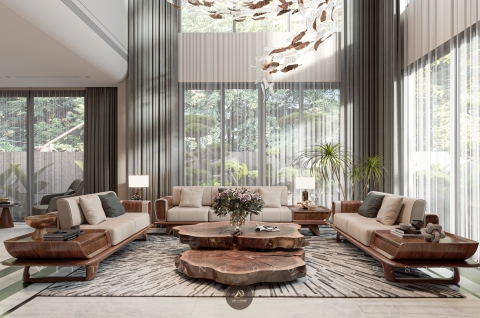 Thiết kế - Thi công nội thất biệt thự gỗ óc chó tại Hải Phòng - Chị Trang 